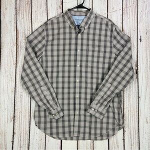 Banana Republic Shirt Mens XL Gray Grant Slim Fit Luxe Long Sleeve Button Down